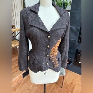Minh Hanh hand embroidered jacket. Size L. Unusual cut and design